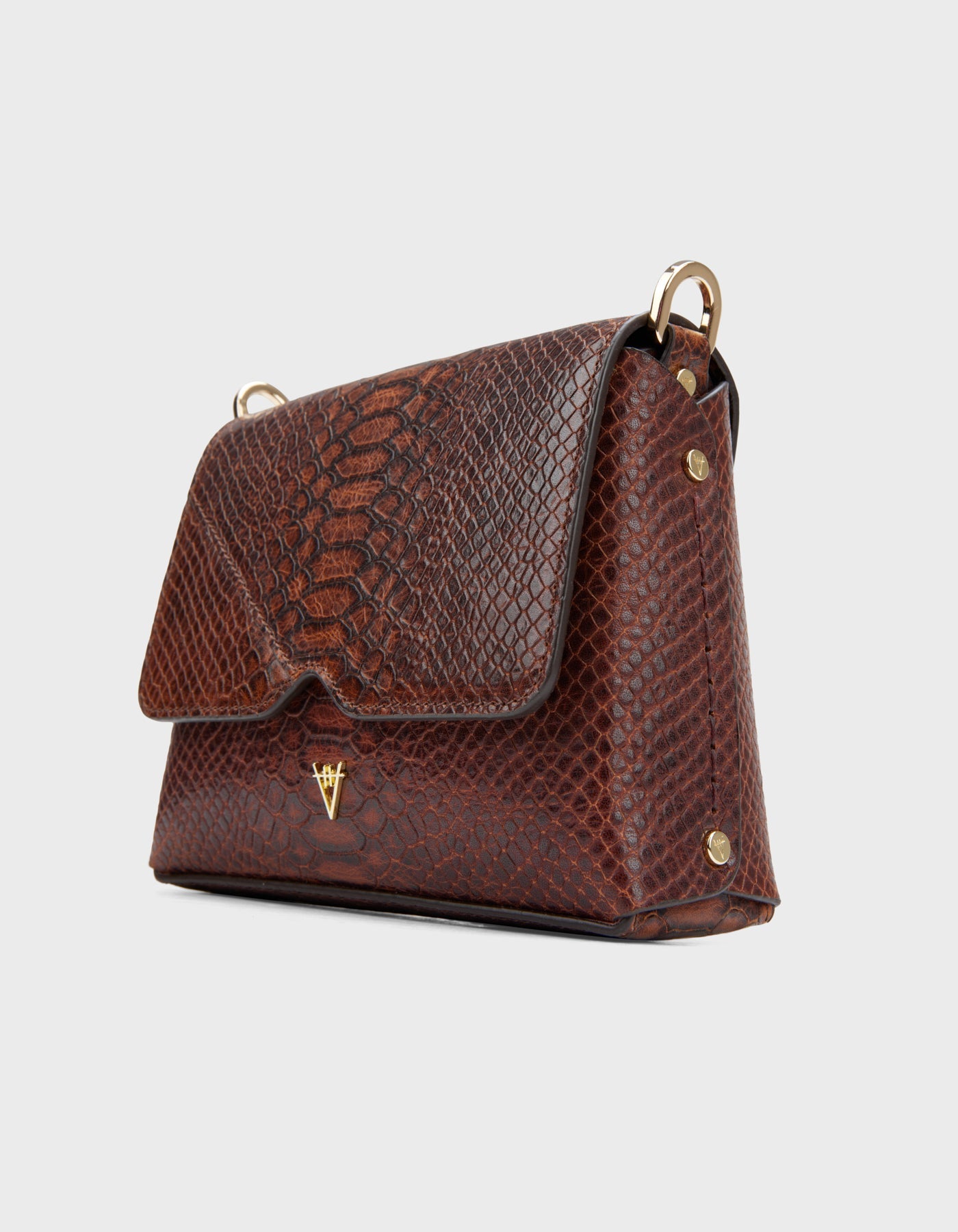 HiVa Atelier | Mini Mare Shoulder Bag Snake Effect Cognac | Beautiful and Versatile Leather Accessories