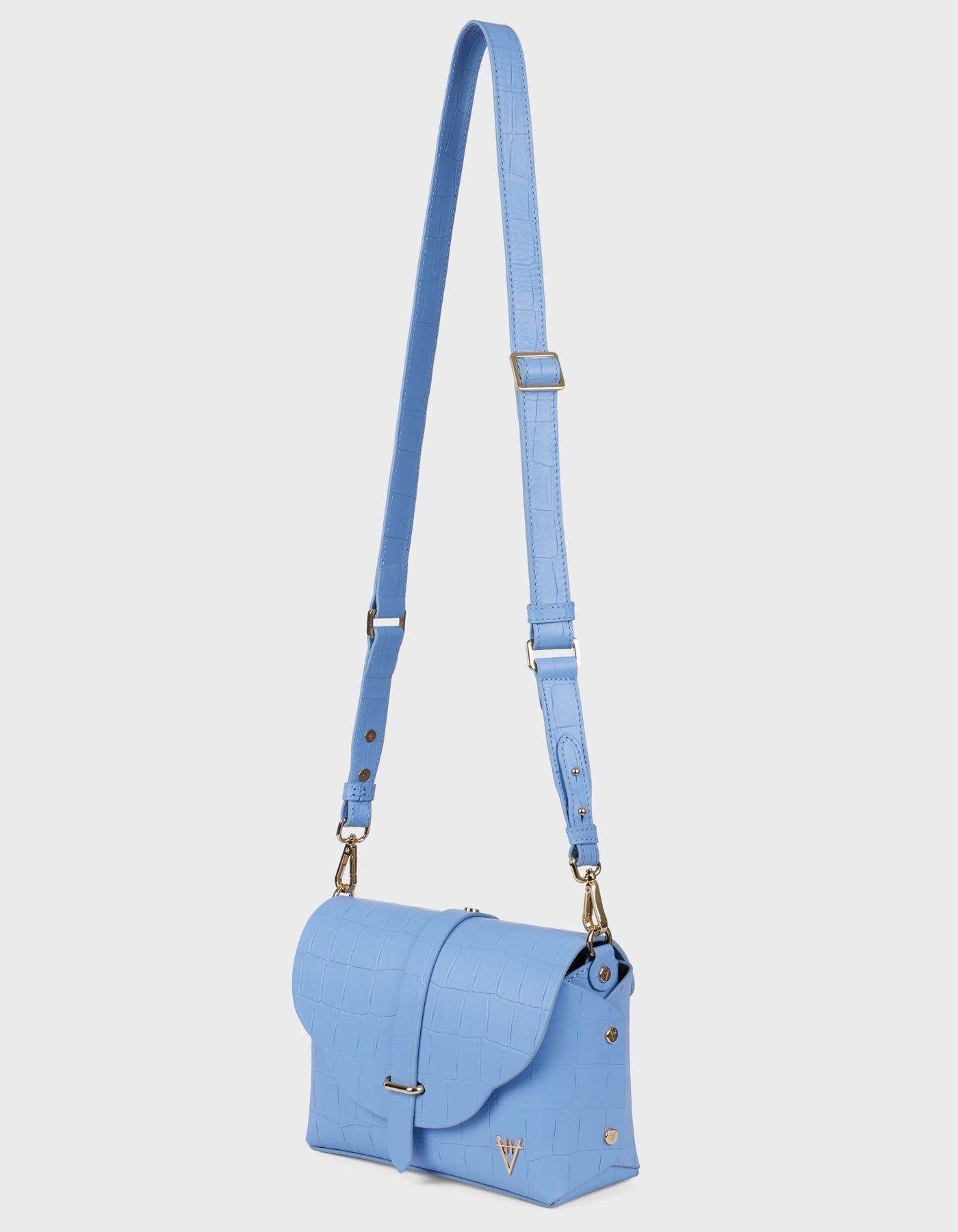 Hiva Atelier | Harmonia Shoulder Bag Croco Effect Tranquil Blue | Beautiful and Versatile Leather Accessories