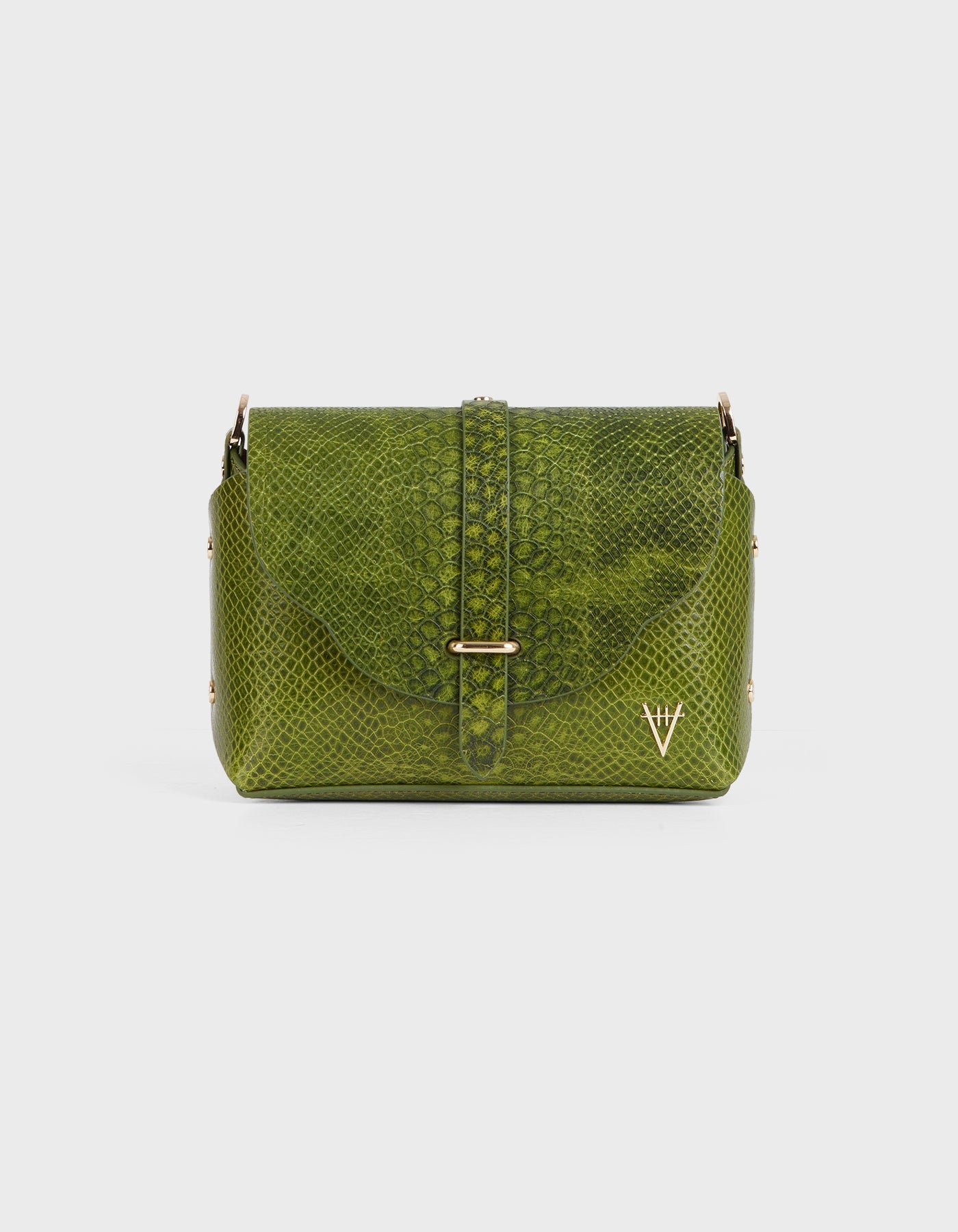 Hiva Atelier | Harmonia Shoulder Bag Snake Effect Olive | Beautiful and Versatile Leather Accessories