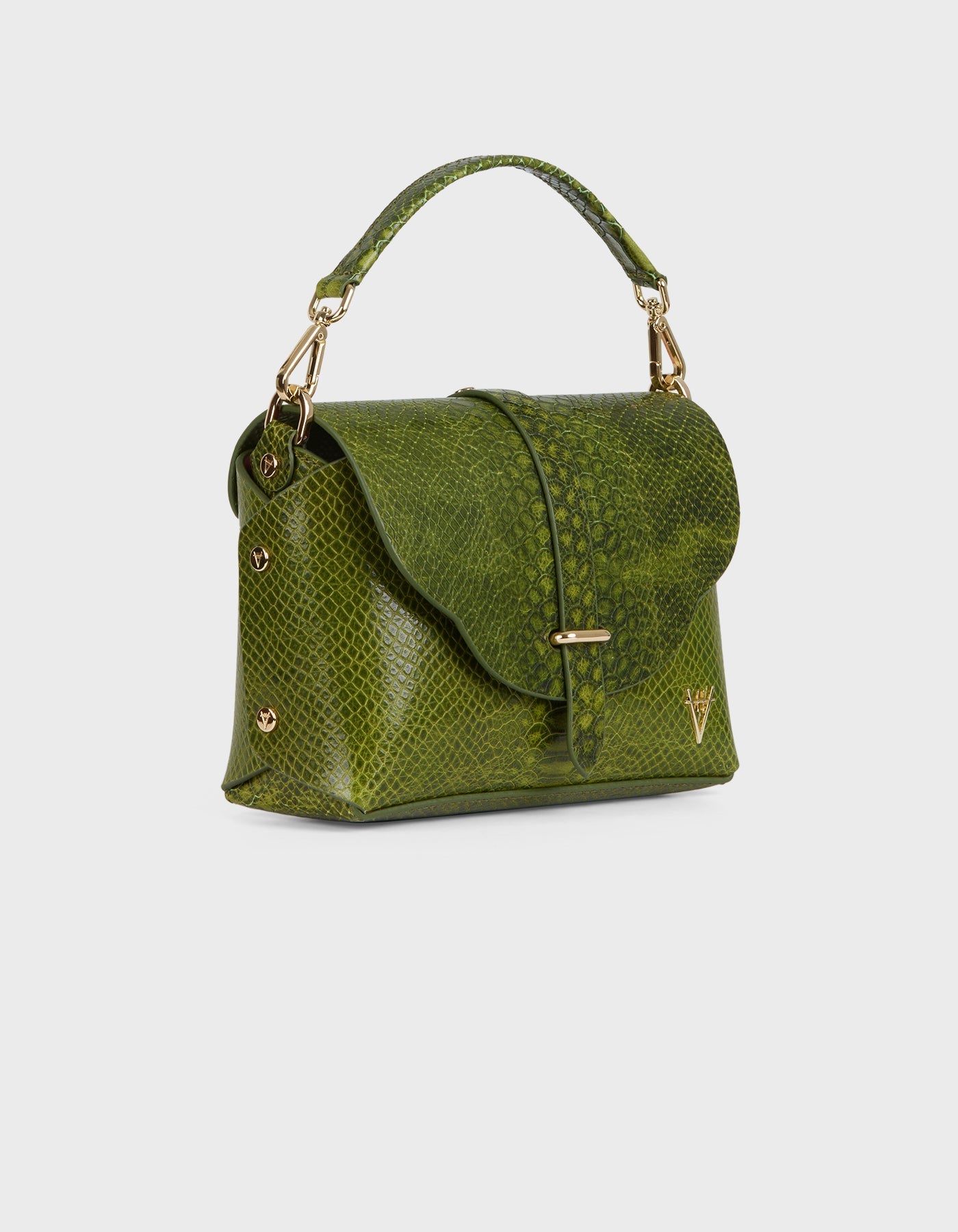 Hiva Atelier | Harmonia Shoulder Bag Snake Effect Olive | Beautiful and Versatile Leather Accessories