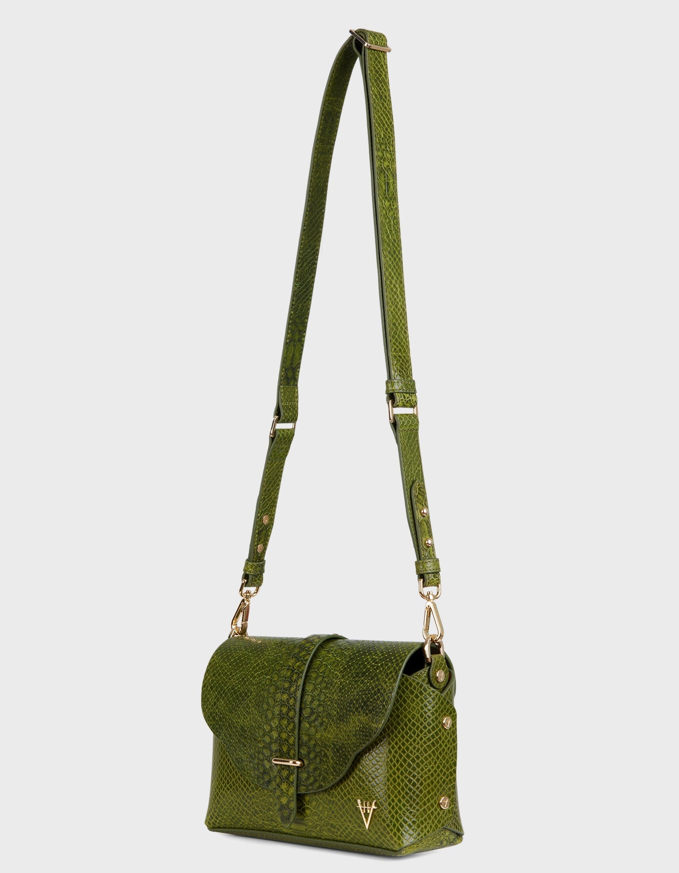 Hiva Atelier | Harmonia Shoulder Bag Snake Effect Olive | Beautiful and Versatile Leather Accessories