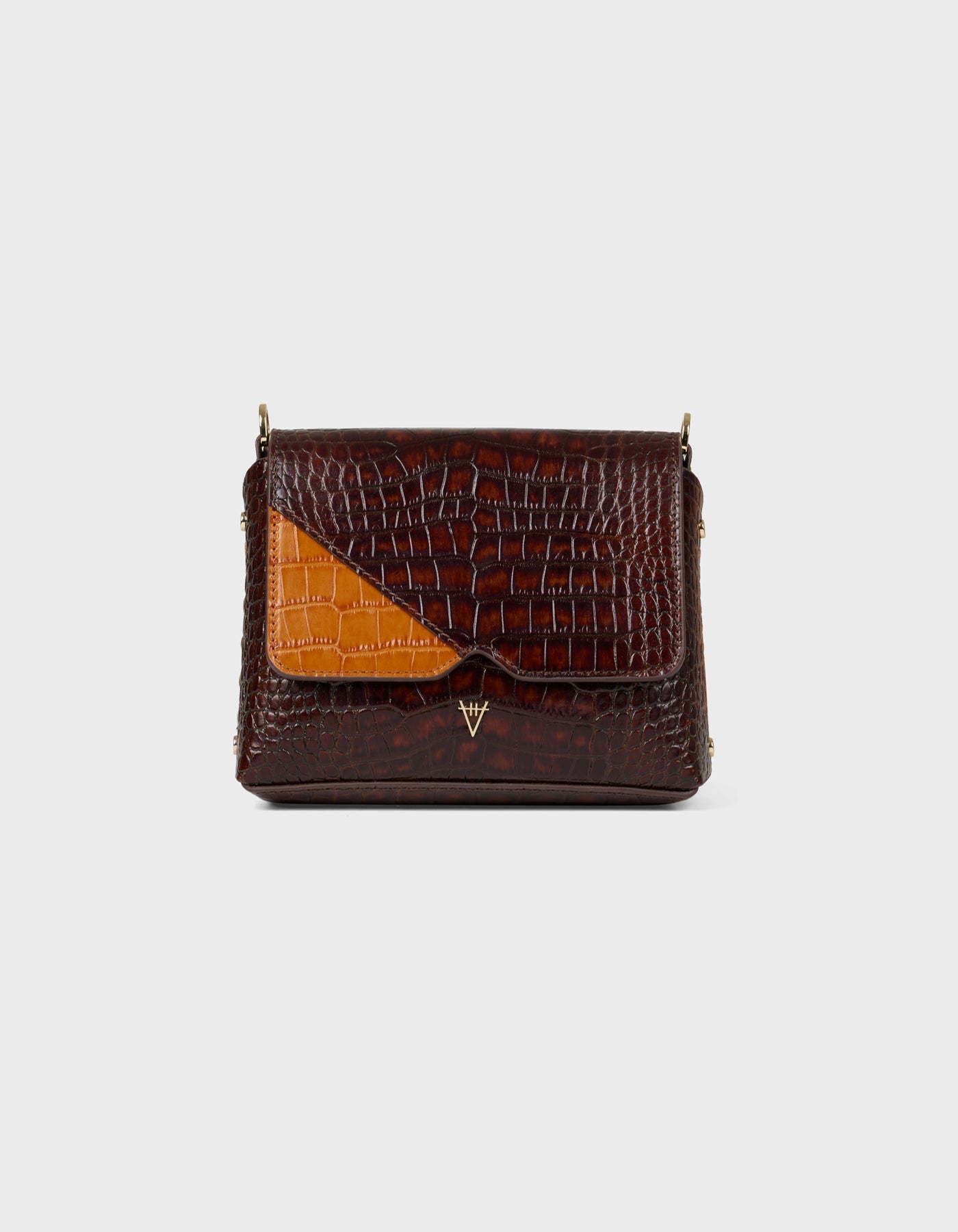 HiVa Atelier | Mini Mare Shoulder Bag Croco Effect Chocolate & Burnt Orange | Beautiful and Versatile Leather Accessories