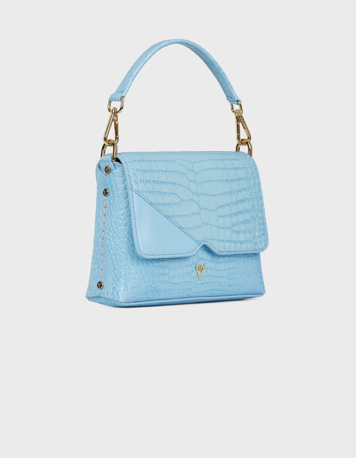 HiVa Atelier | Mini Mare Shoulder Bag Croco Effect Tranquil Blue | Beautiful and Versatile