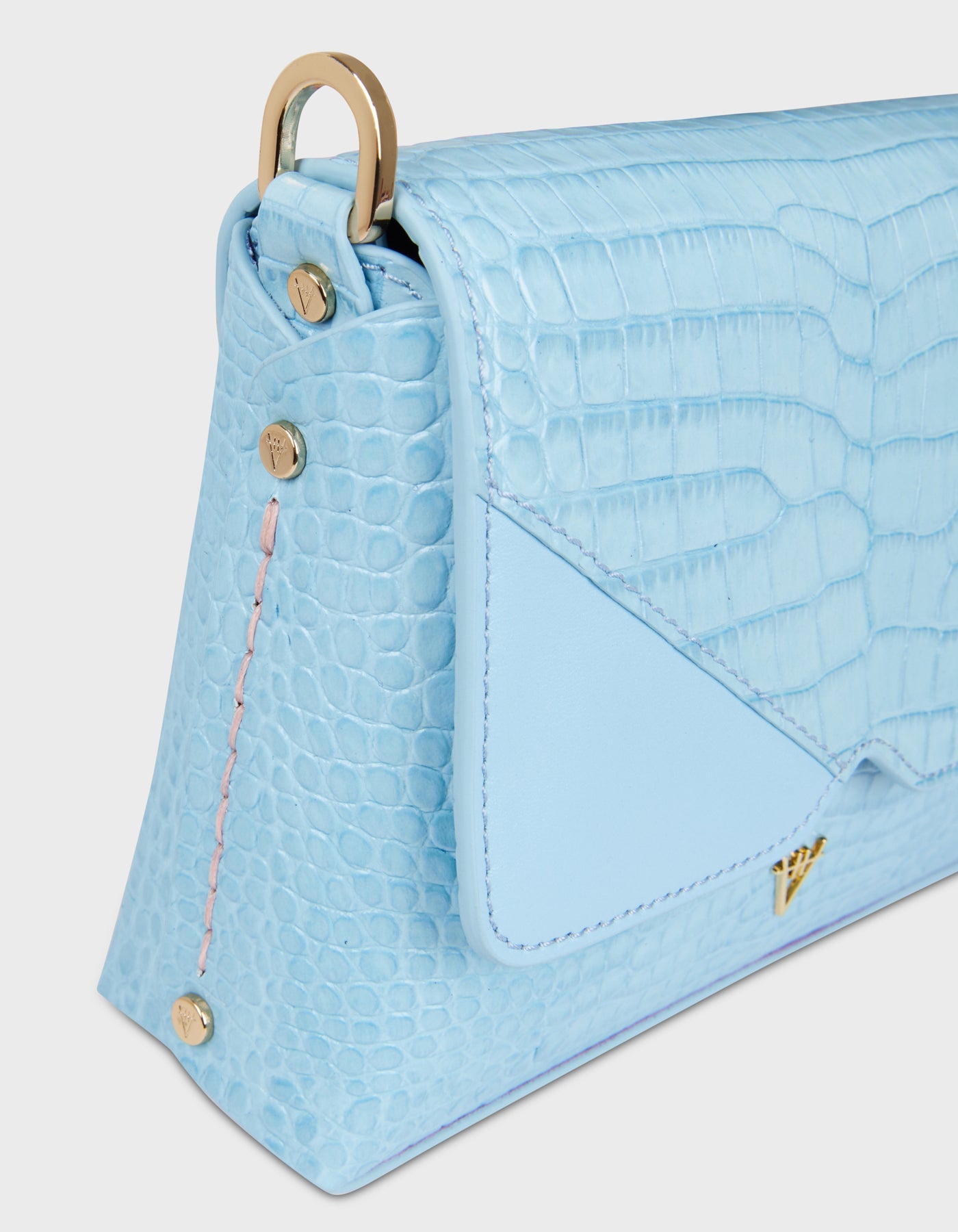 HiVa Atelier | Mini Mare Shoulder Bag Croco Effect Tranquil Blue | Beautiful and Versatile Leather Accessories
