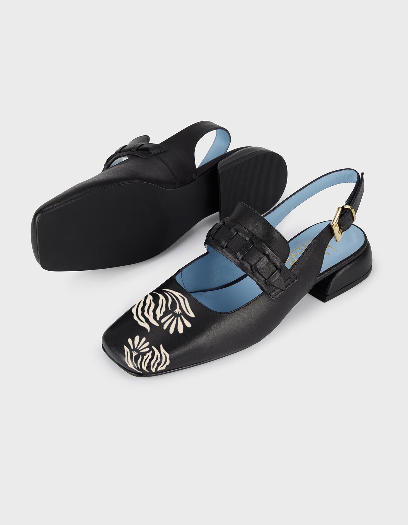 Hiva Atelier | Mary Jane Flat - Hand-Painted Black Enchanted Petals | Beautiful and Versatile Leather Accessories
