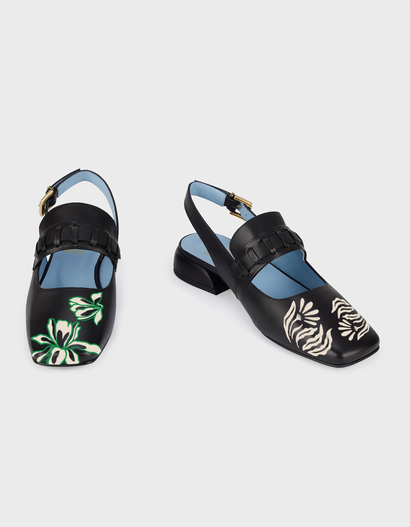 Hiva Atelier | Mary Jane Flat - Hand-Painted Black Enchanted Petals | Beautiful and Versatile Leather Accessories