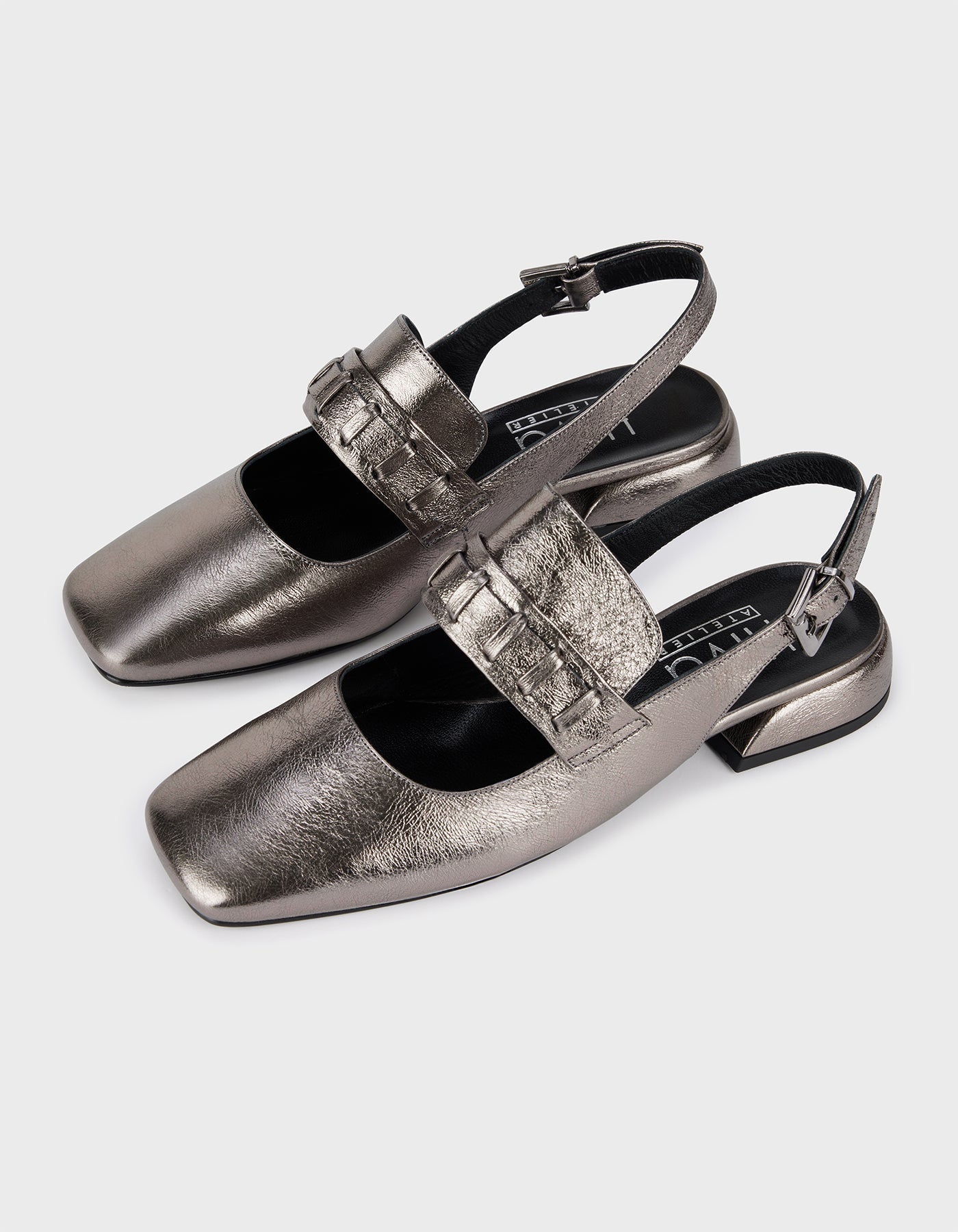 Hiva Atelier | Mary Jane Flat Metallic Anthracite | Beautiful and Versatile