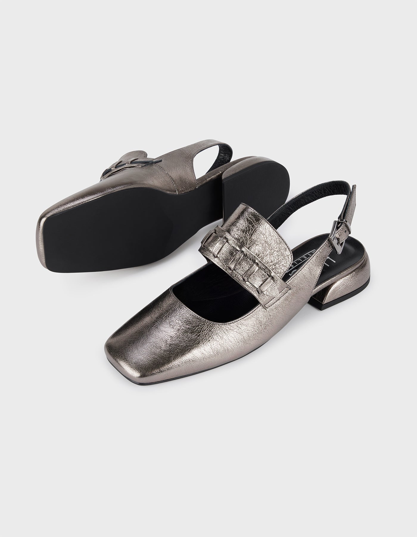 Hiva Atelier | Mary Jane Flat Metallic Anthracite | Beautiful and Versatile Leather Accessories