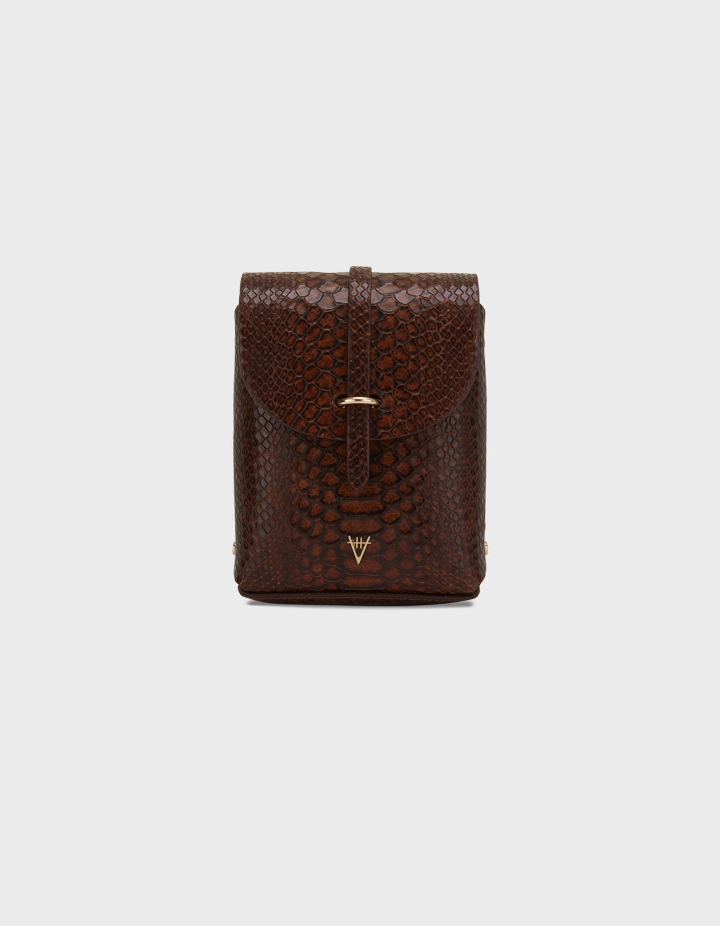 Hiva Atelier | Mini Astrum Shoulder Bag Snake Effect Cognac | Beautiful and Versatile Leather Accessories