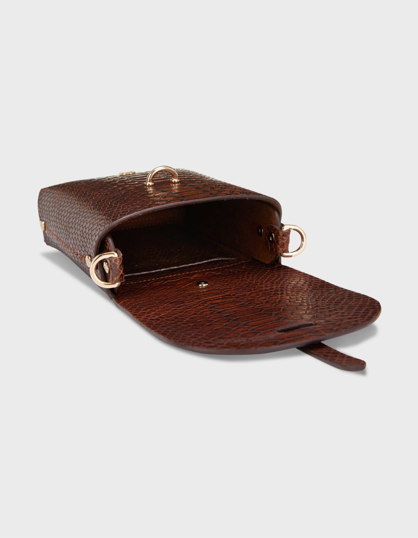 Hiva Atelier | Mini Astrum Shoulder Bag Snake Effect Cognac | Beautiful and Versatile Leather Accessories