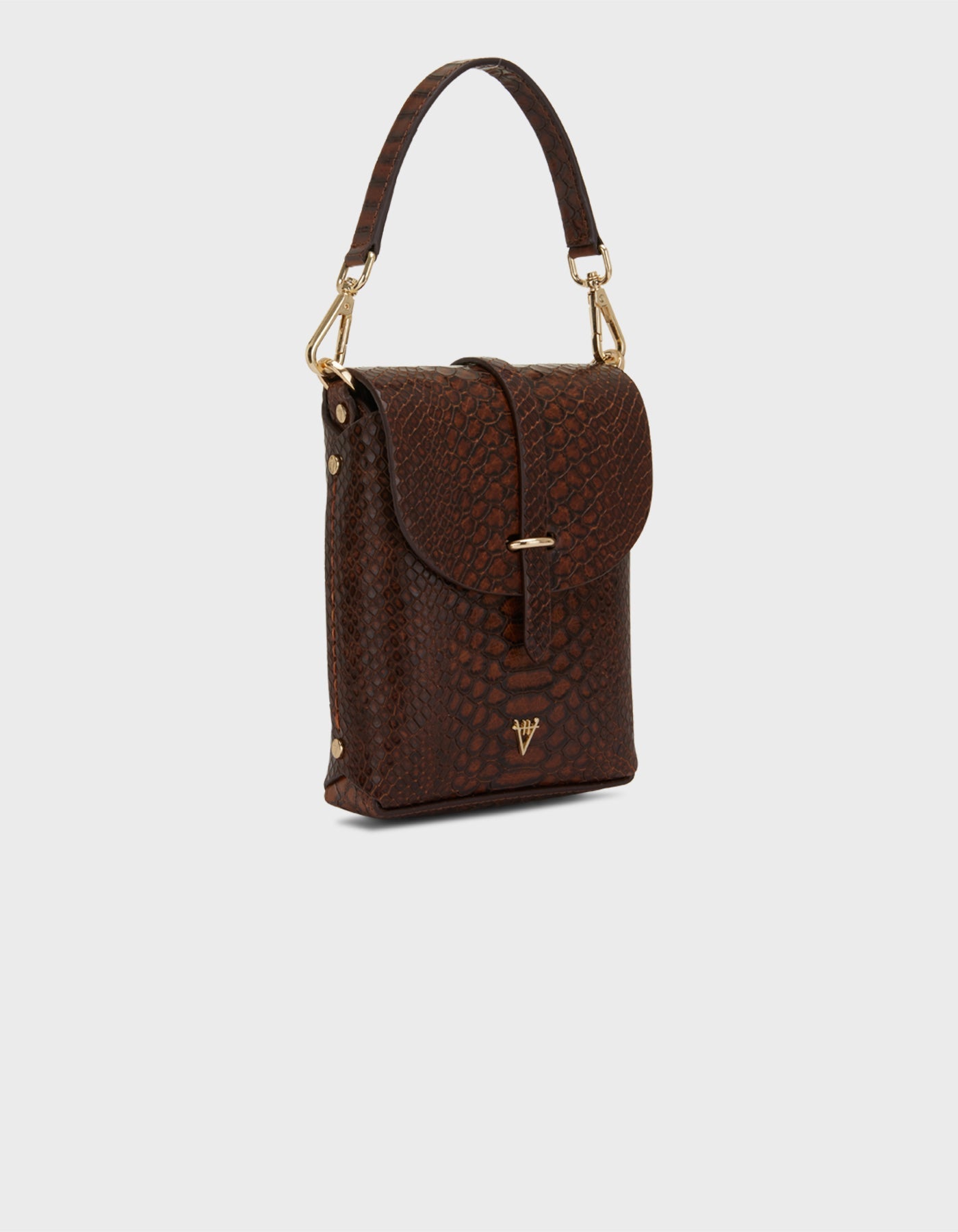 Hiva Atelier | Mini Astrum Shoulder Bag Snake Effect Cognac | Beautiful and Versatile Leather Accessories