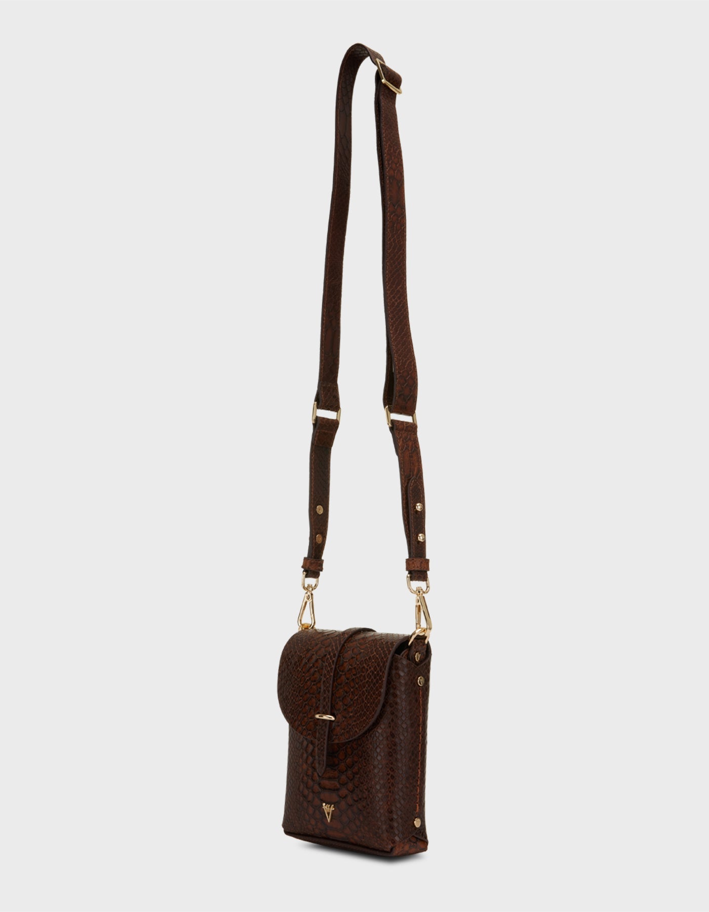 Hiva Atelier | Mini Astrum Shoulder Bag Snake Effect Cognac | Beautiful and Versatile Leather Accessories