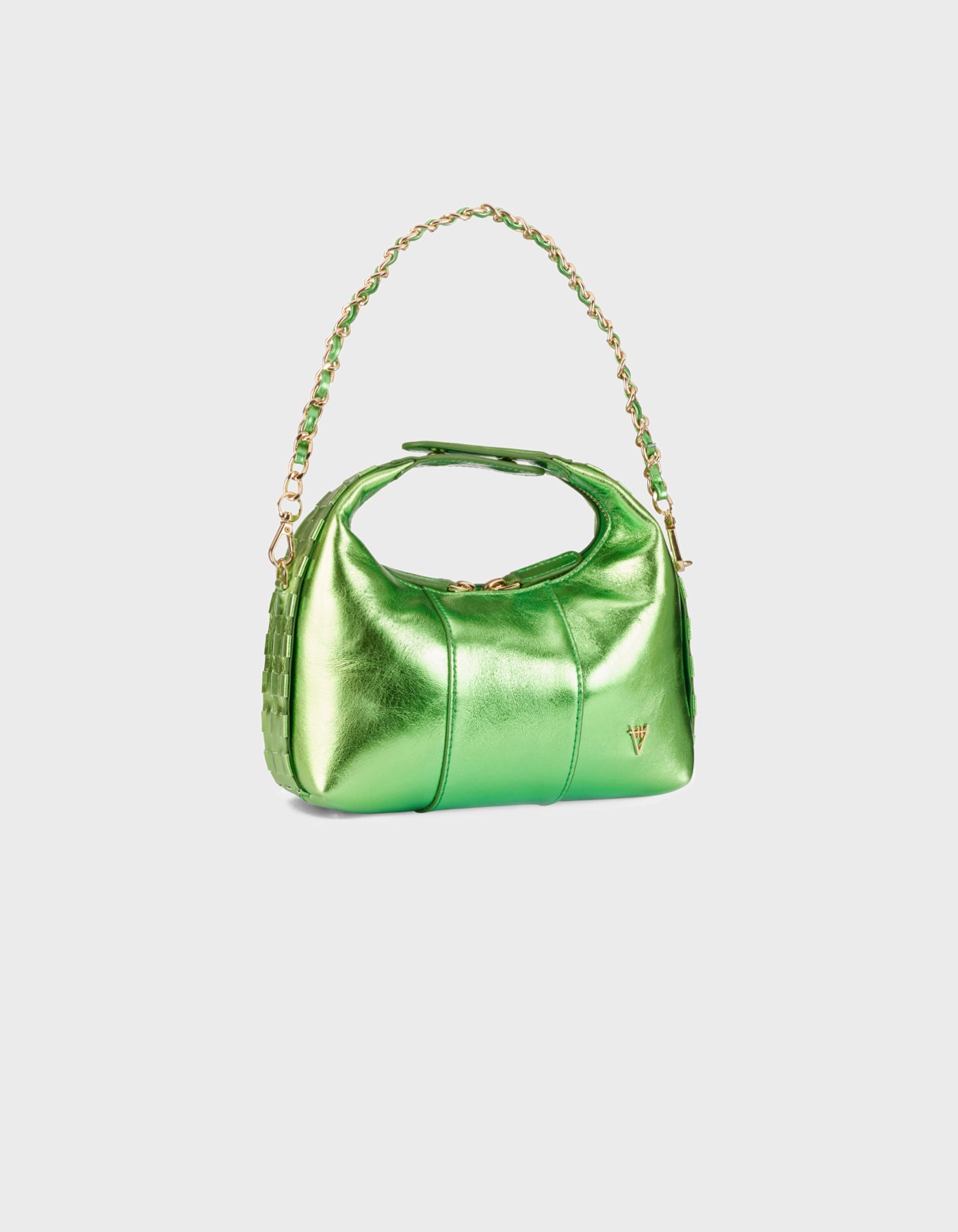 Hiva Atelier | Mini Croissant Metallic Crinkled Green | Beautiful and Versatile