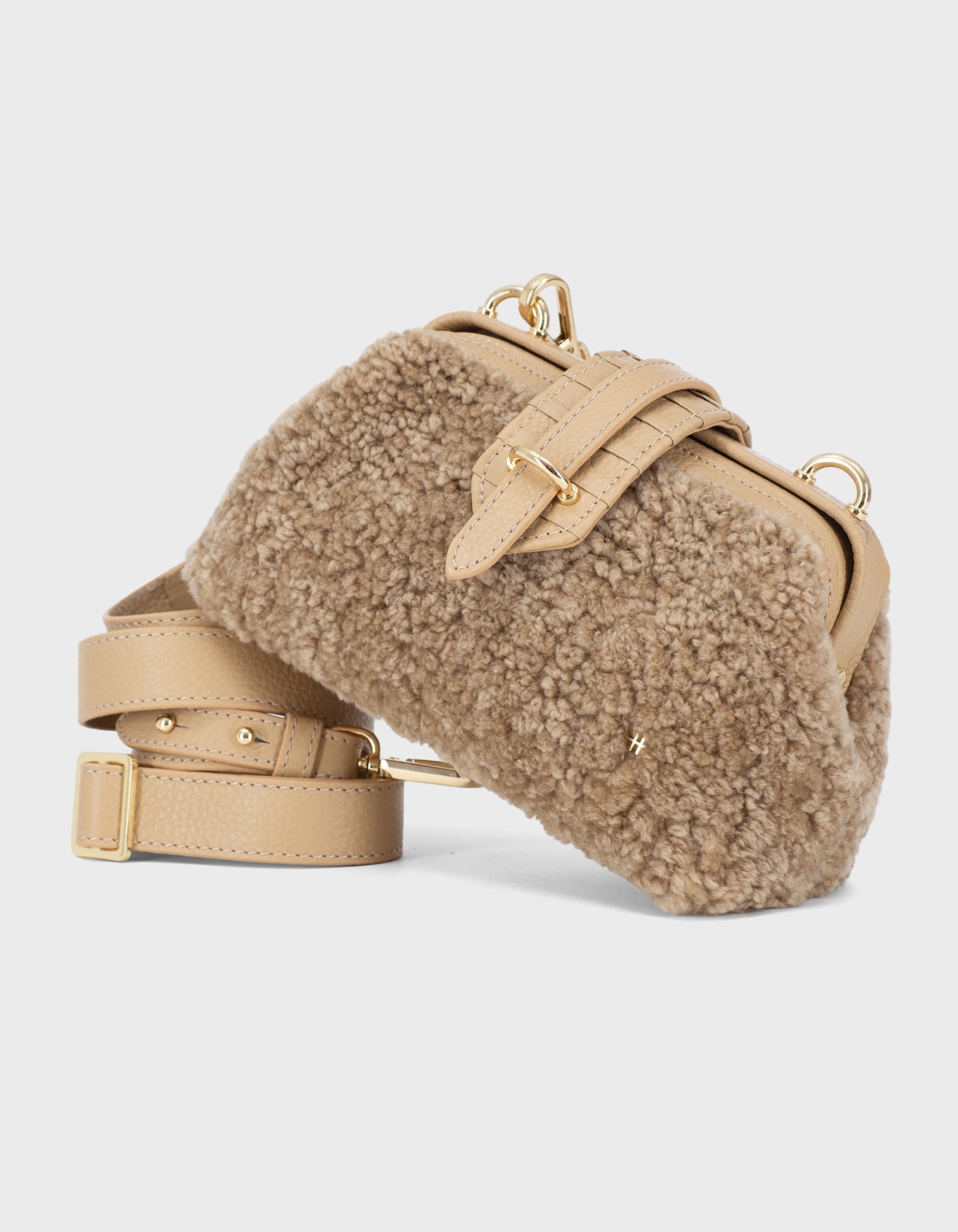 HiVa Atelier | Mini Nubes Doctor Bag Shearling Biscuit | Beautiful and Versatile Leather Accessories