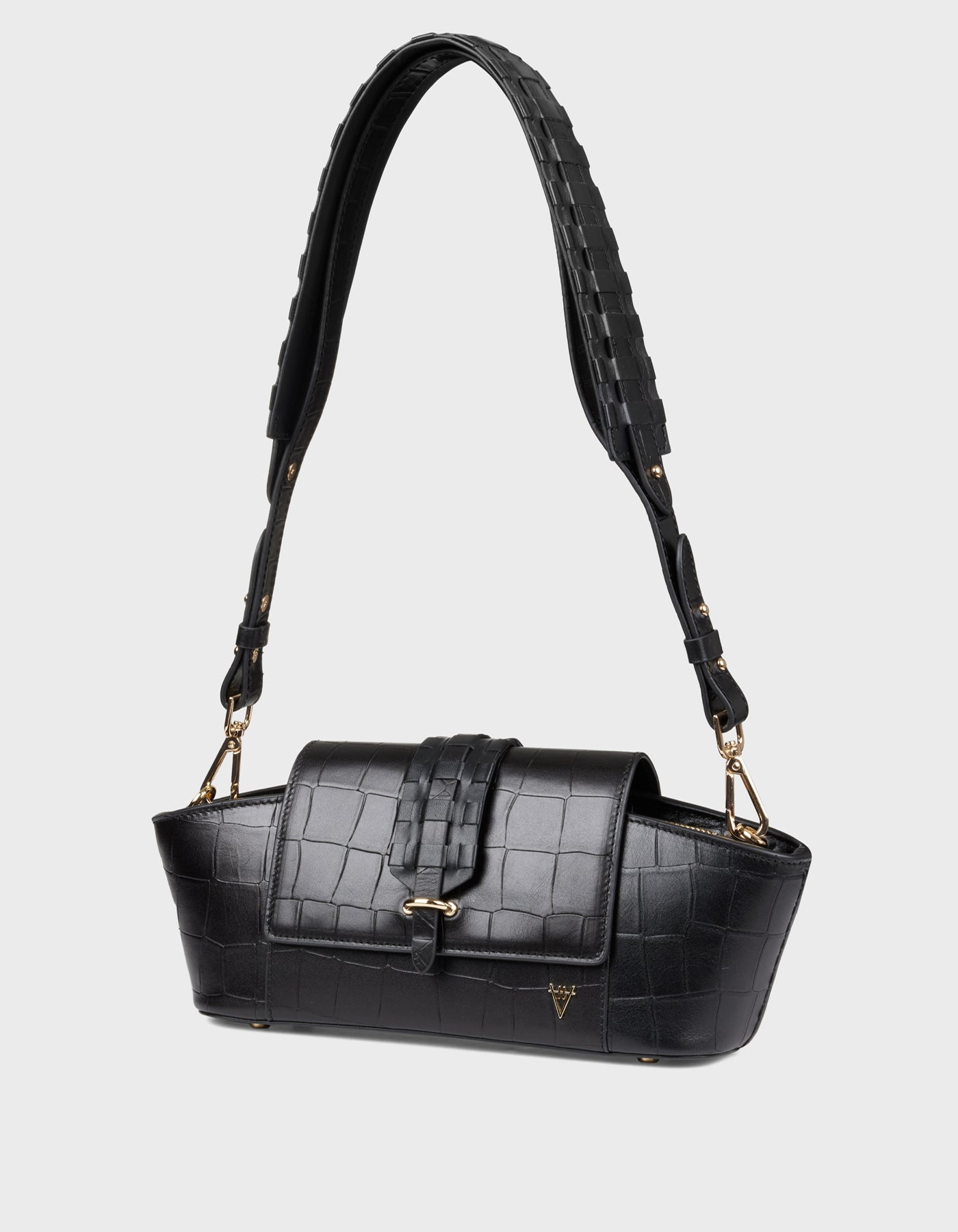 HiVa Atelier | Navis Shoulder Bag Croco Effect Black | Beautiful and Versatile Leather Accessories