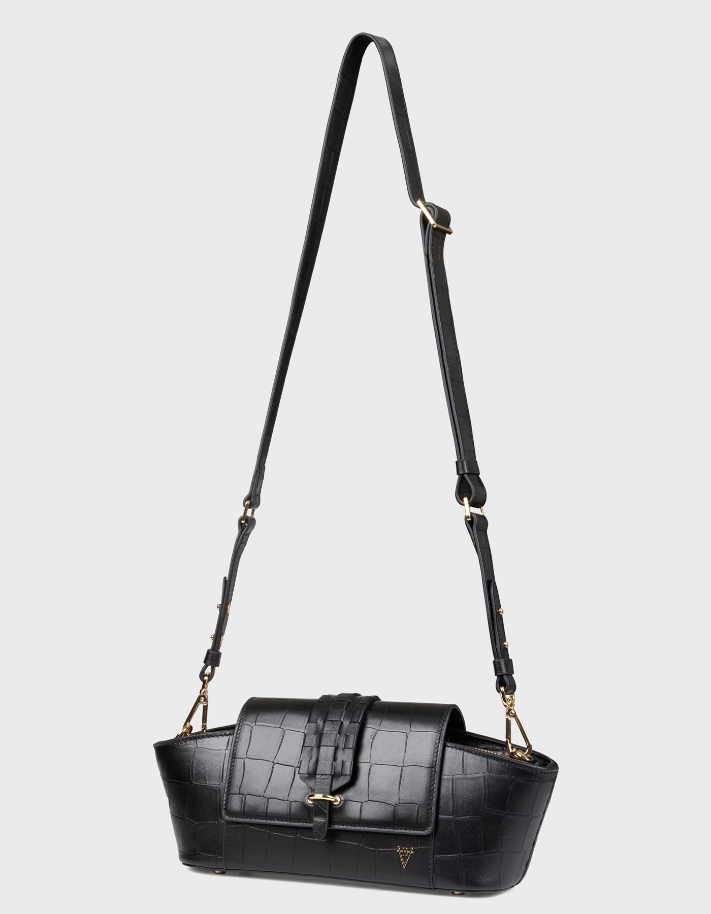 HiVa Atelier | Navis Shoulder Bag Croco Effect Black | Beautiful and Versatile Leather Accessories