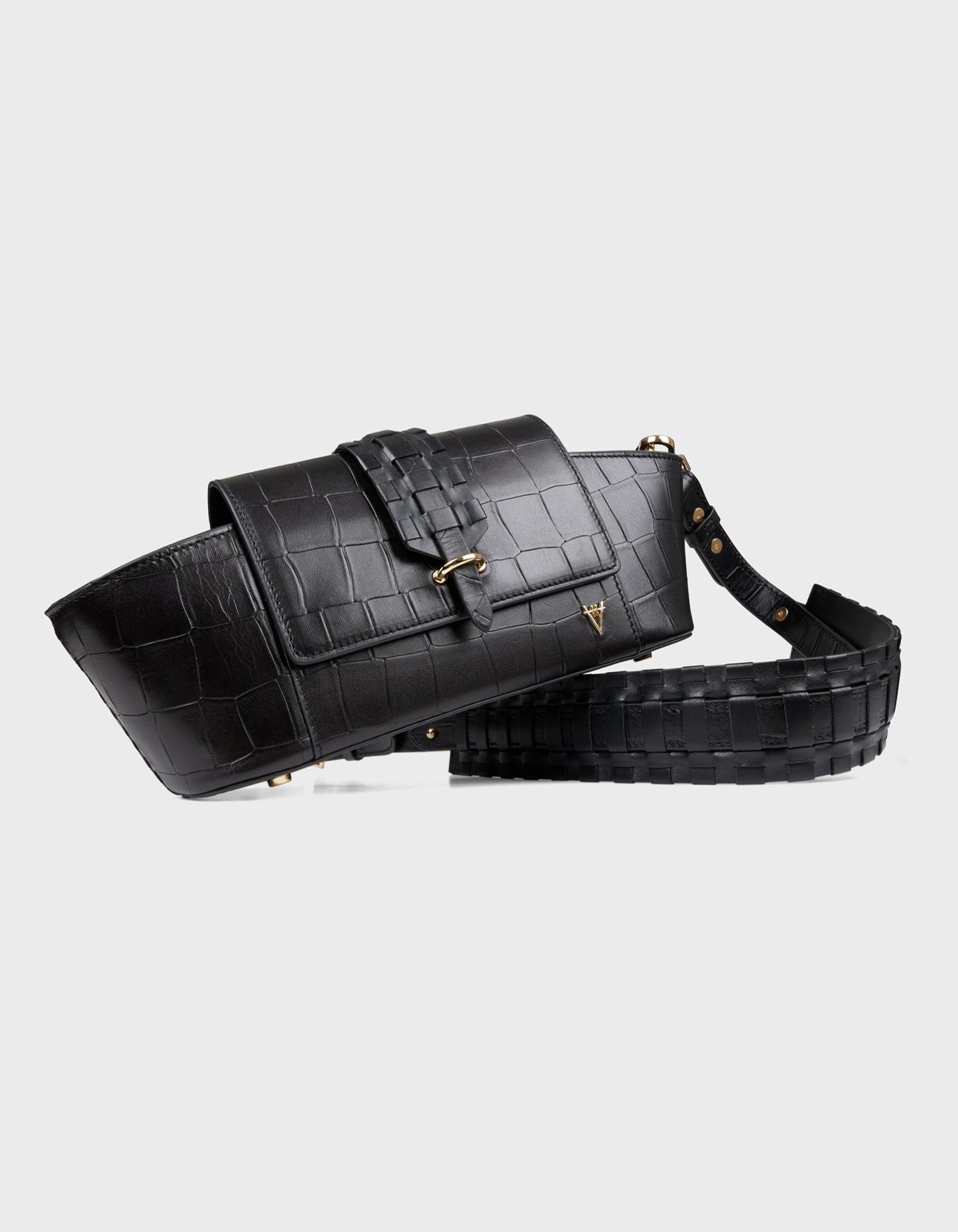 HiVa Atelier | Navis Shoulder Bag Croco Effect Black | Beautiful and Versatile Leather Accessories