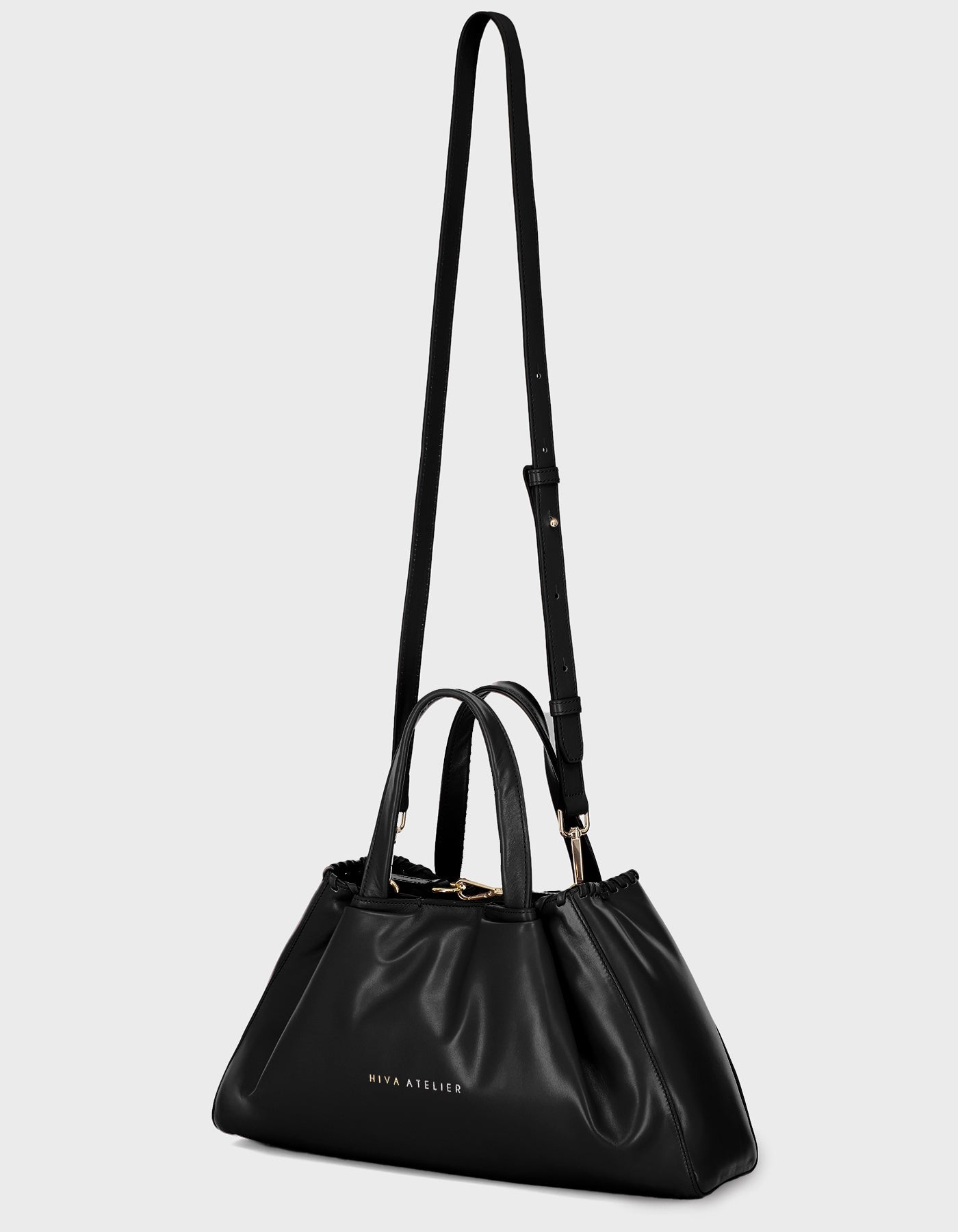 Hiva Atelier | Nubi Pedded Shoulder Bag Black | Beautiful and Versatile Leather Accessories