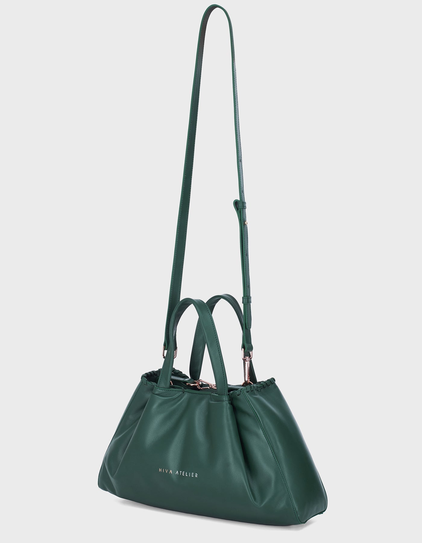 Hiva Atelier | Nubi Pedded Shoulder Bag Deep Emerald | Beautiful and Versatile Leather Accessories