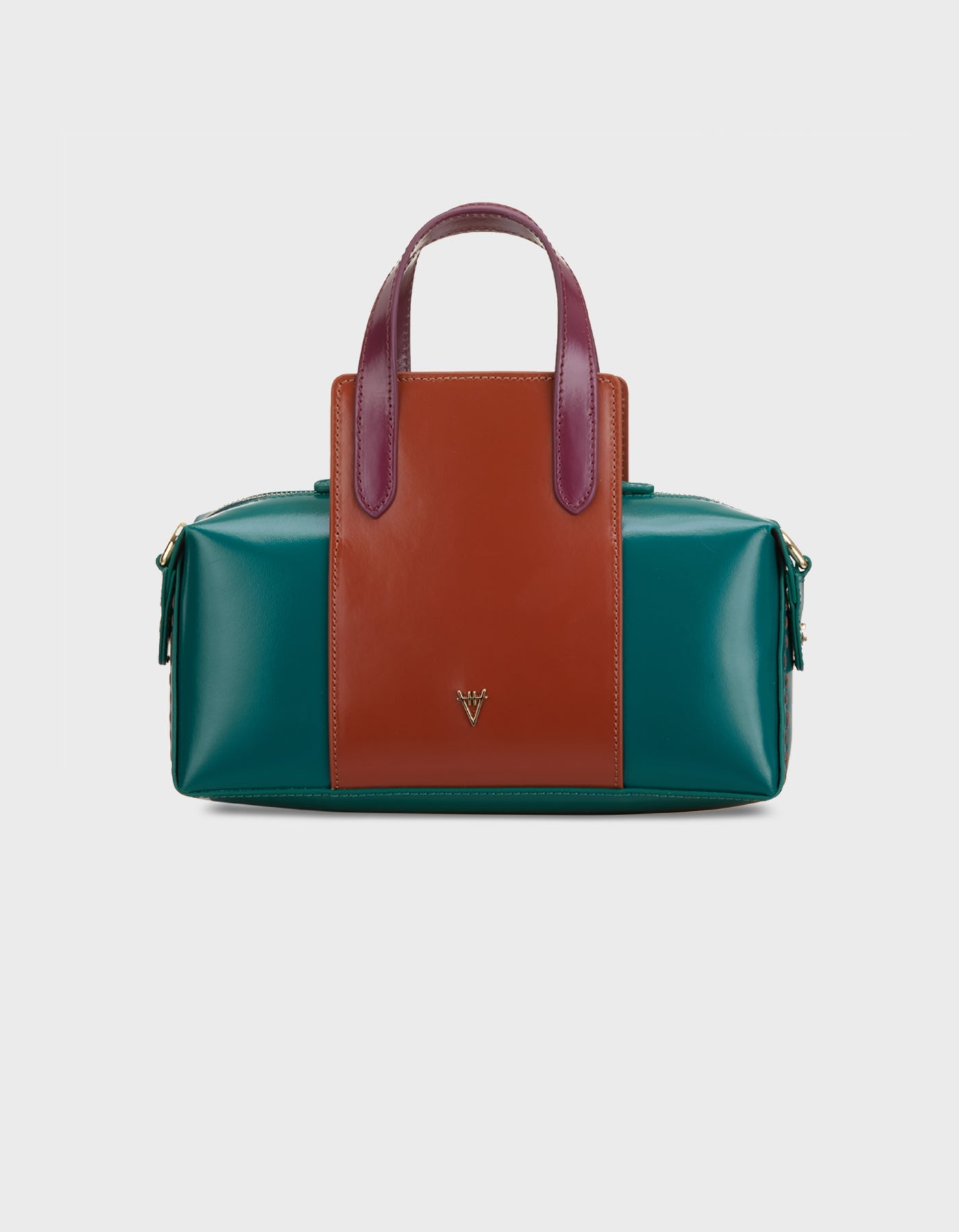 Hiva Atelier | Onsra Cylinder Shoulder Bag Verdigris Wine Bombay Brown | Beautiful and Versatile Leather Accessories