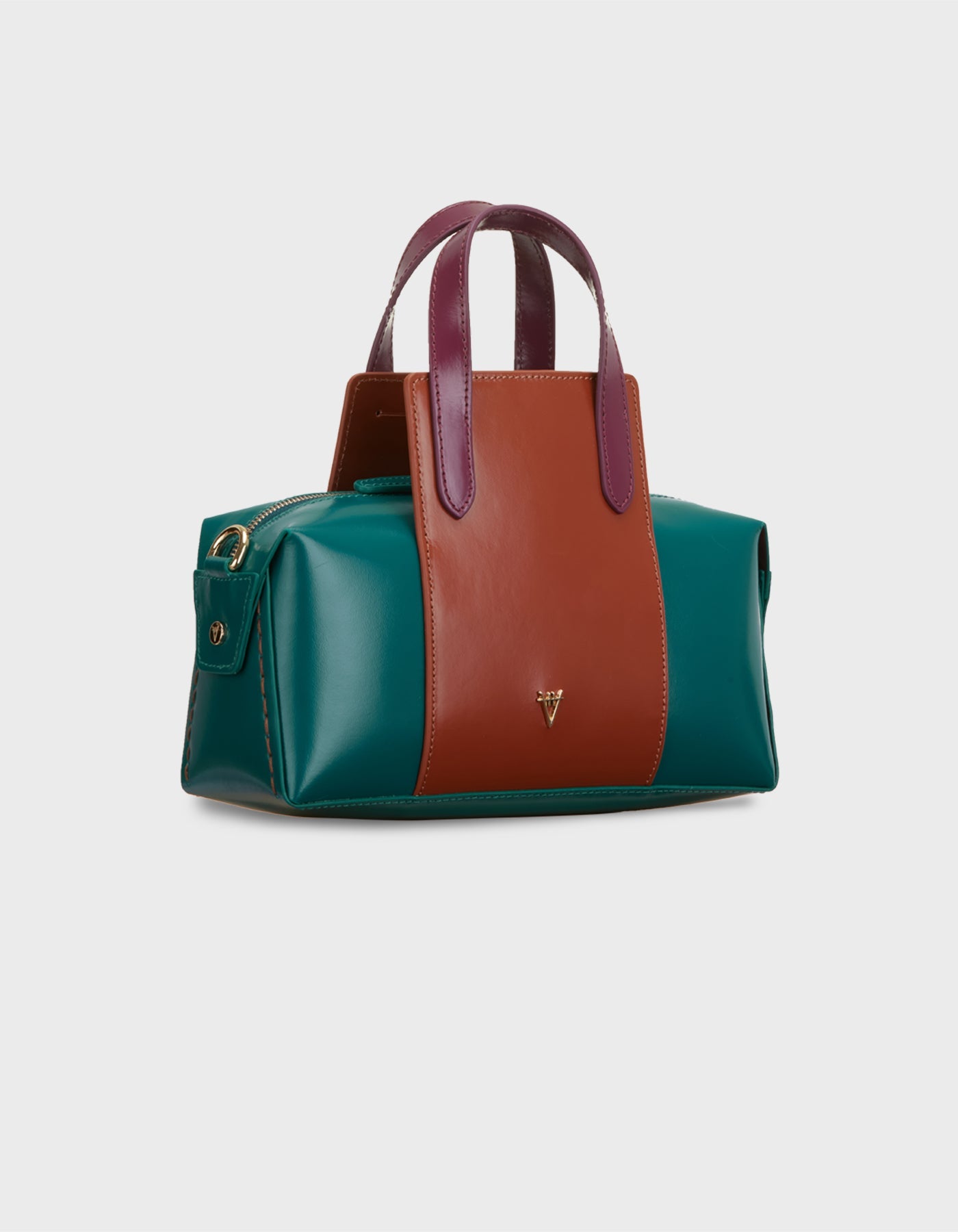 Hiva Atelier | Onsra Cylinder Shoulder Bag Verdigris Wine Bombay Brown | Beautiful and Versatile Leather Accessories