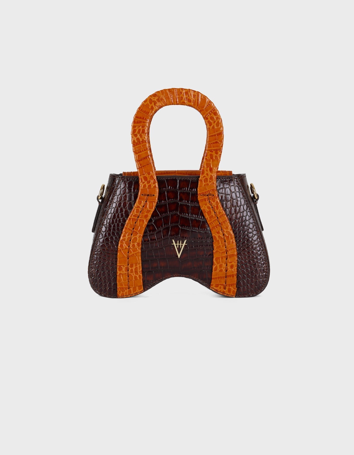 Hiva Atelier | Pera Croco Effect Burnt Orange & Chocolate | Beautiful and Versatile Leather Accessories