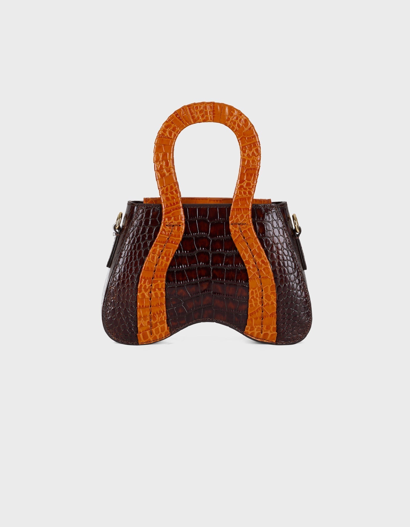 Hiva Atelier | Pera Croco Effect Burnt Orange & Chocolate | Beautiful and Versatile Leather Accessories