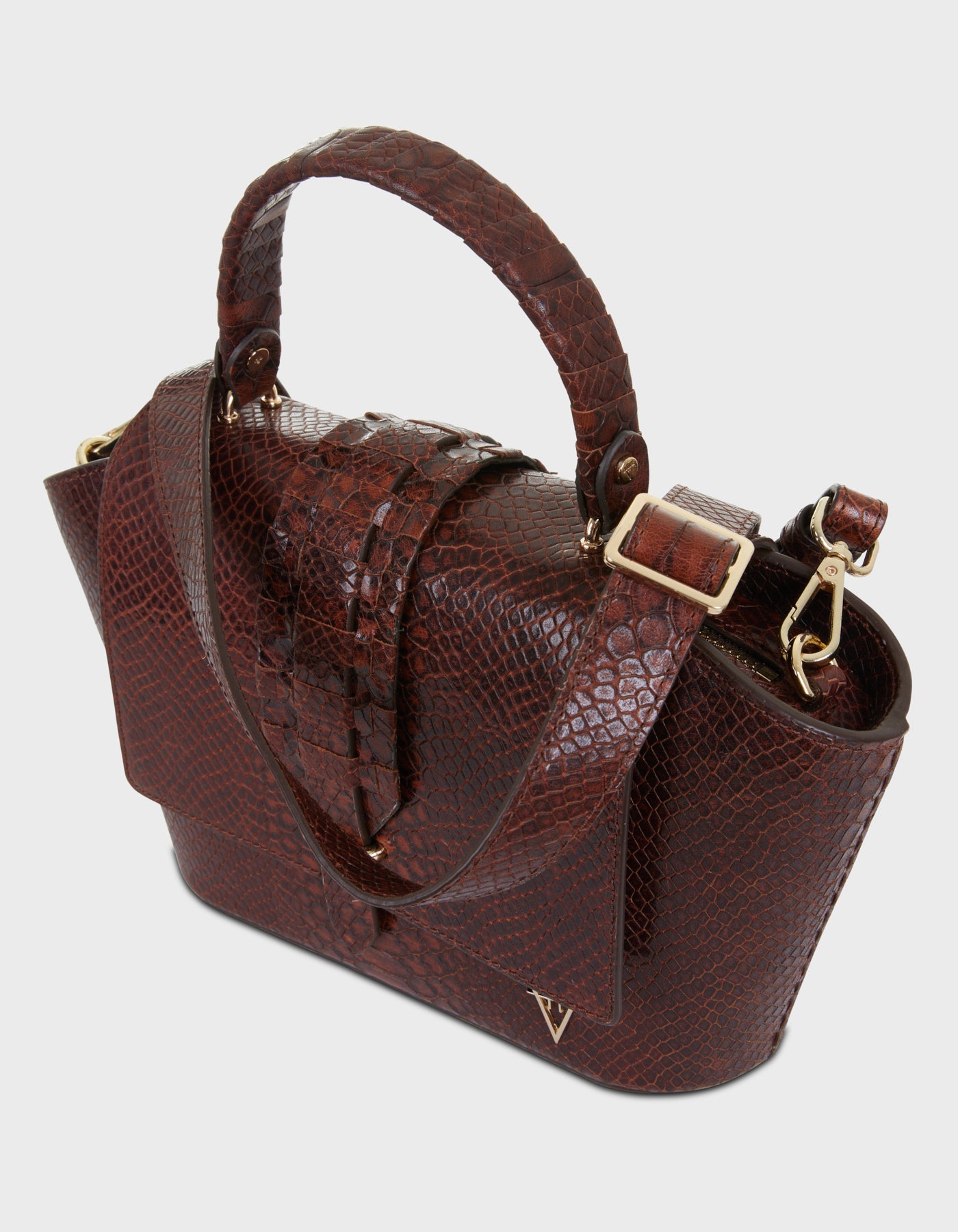 HiVa Atelier | Ventus Shoulder Bag Snake Effect Cognac | Beautiful and Versatile Leather Accessories