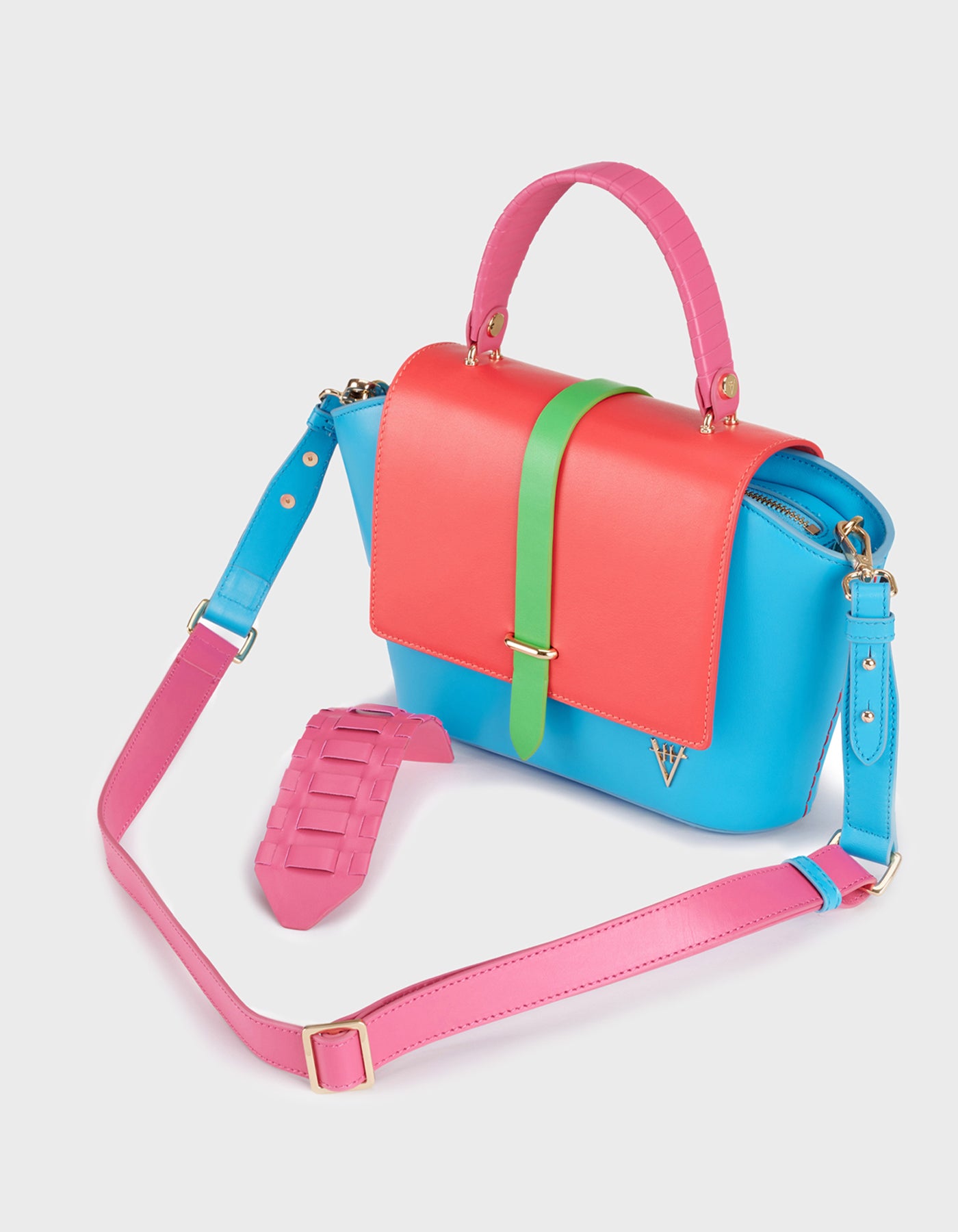 HiVa Atelier | Ventus Shoulder Bag Sky Blue & Fuchsia & Green & Coral | Beautiful and Versatile