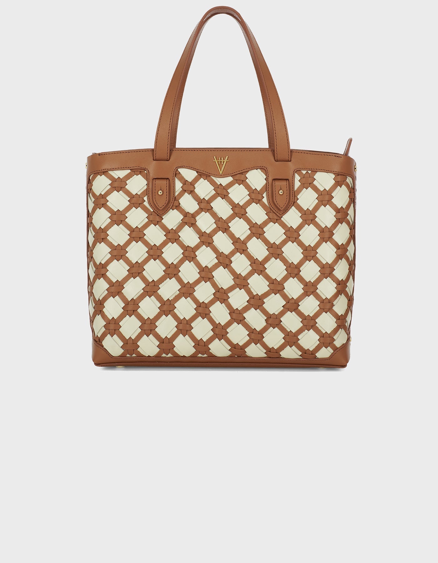 Hiva Atelier | Woven Detail Leather Tote Bag Wood & Bone | Beautiful and Versatile