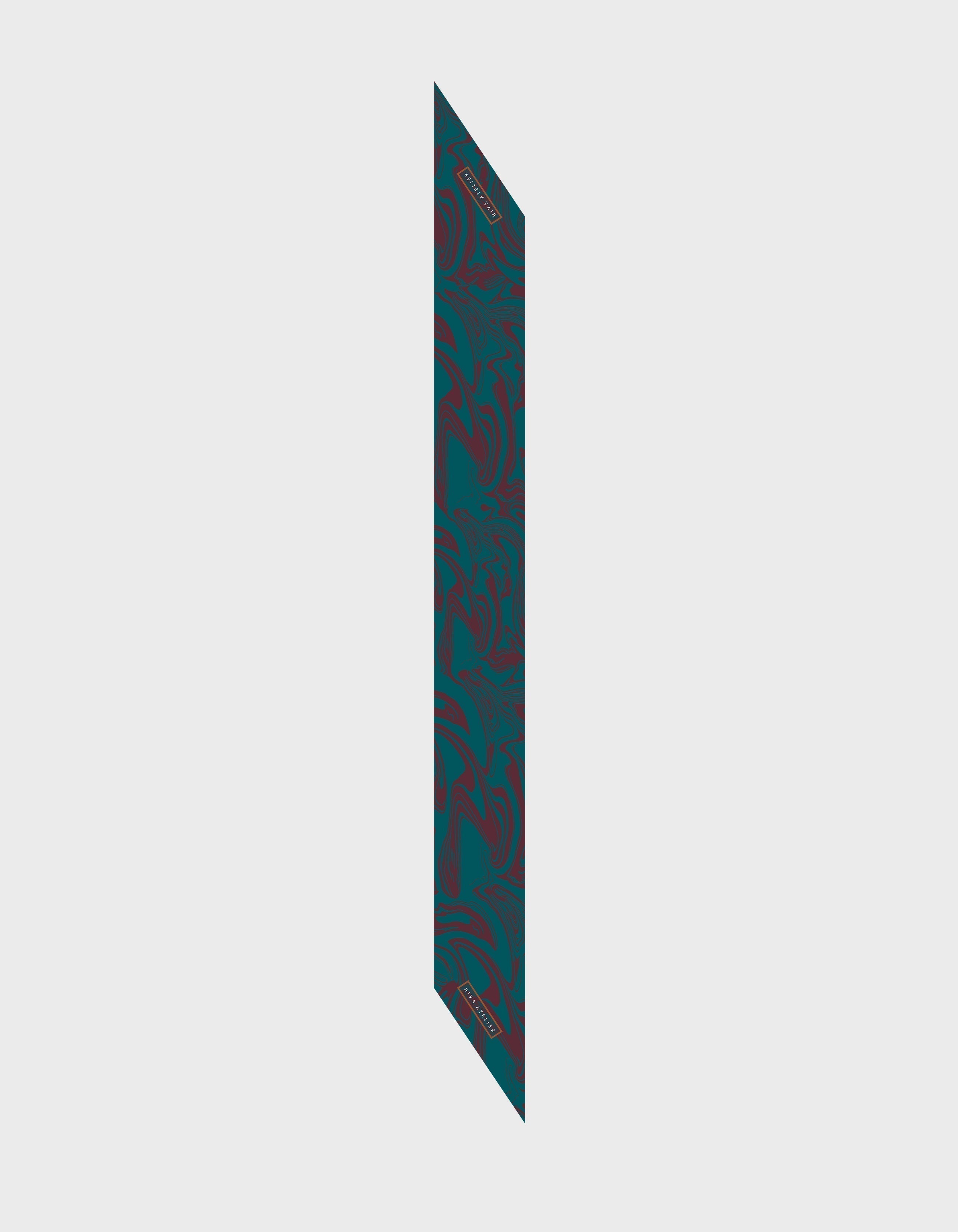 HiVa Atelier | HiVa Silk Scarf 5 X 90 CM Blocking Wave - Verdigris & Wine | Her Tarza Uygun Deri Aksesuarlar