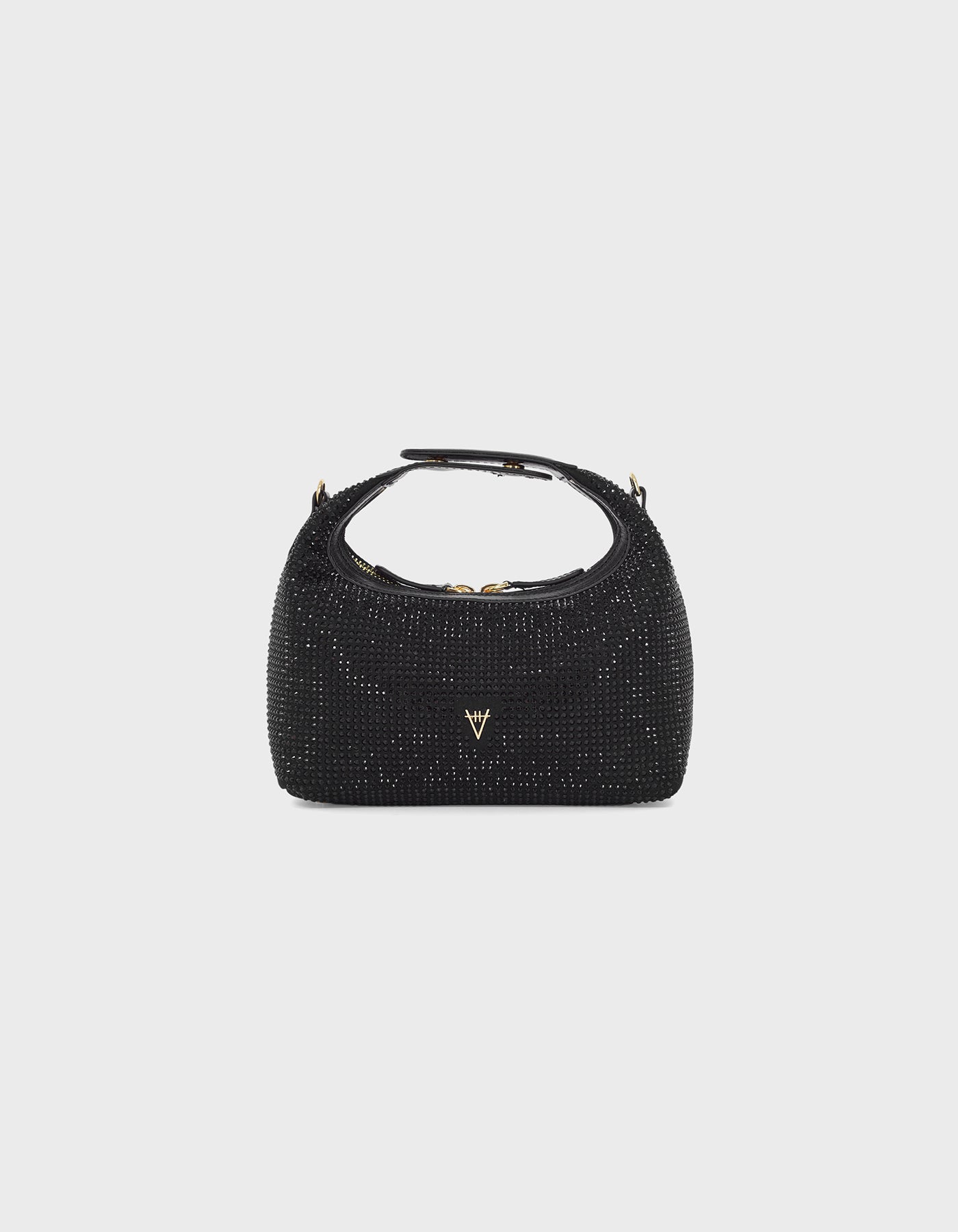 Hiva Atelier | Mini Croissant Black Crystal - Embellished | Beautiful and Versatile Leather Accessories