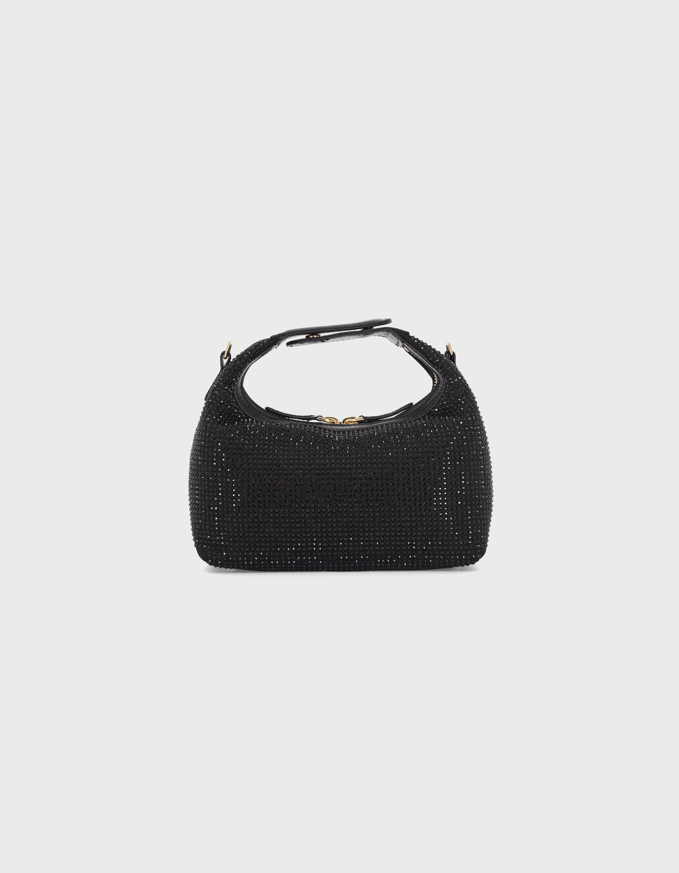 Hiva Atelier | Mini Croissant Black Crystal - Embellished | Beautiful and Versatile Leather Accessories