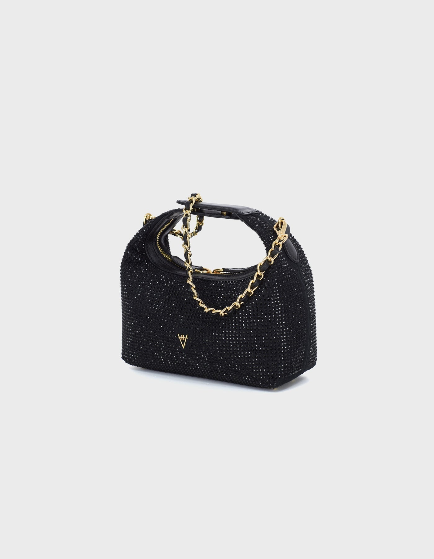 Hiva Atelier | Mini Croissant Black Crystal - Embellished | Beautiful and Versatile Leather Accessories